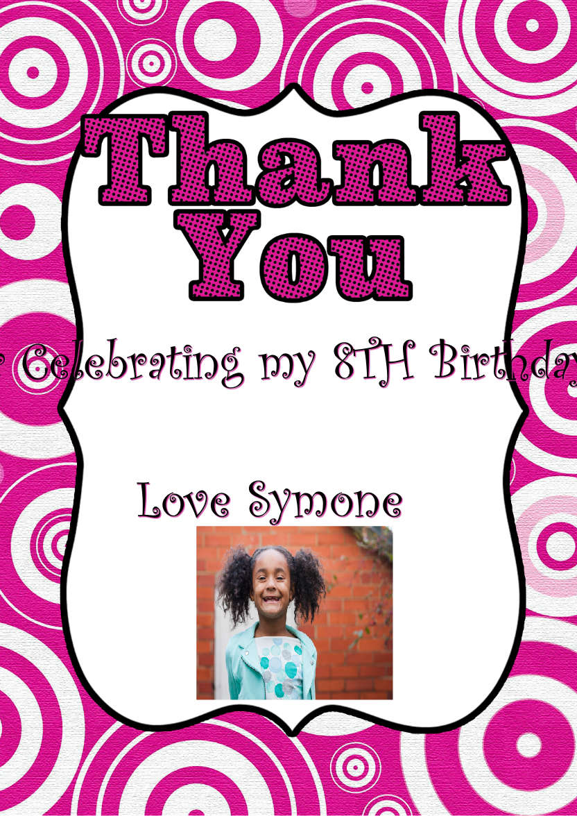 Retro Circles Thank You Card Front Pink - card made with Crafty Bob's Card Creator