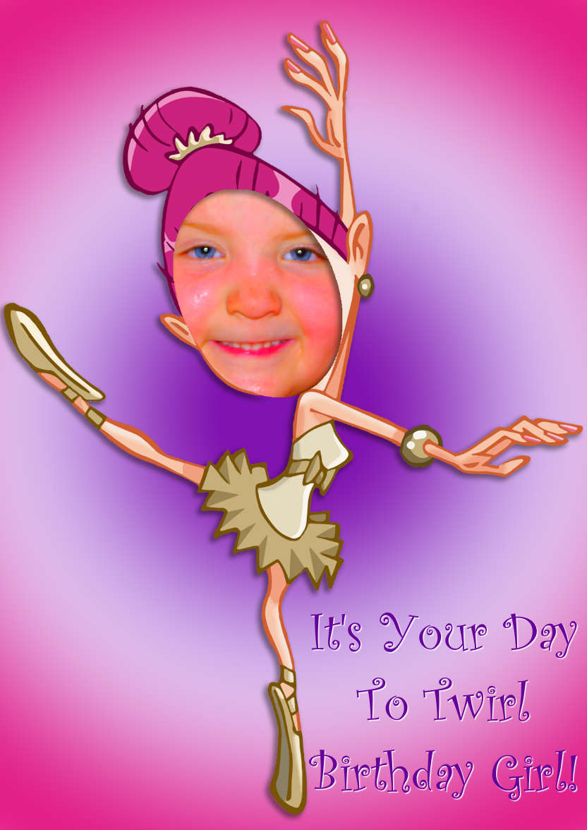 Birthday Ballerina Aperture Card - card made with Crafty Bob's Card Creator
