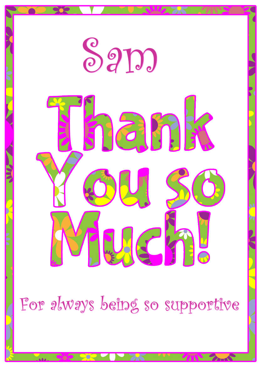 Thank You Floral Word Art Card Front - card made with Crafty Bob's Card Creator