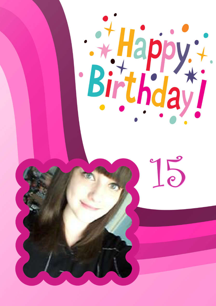 Pink Birthday Wave Card Front - card made with Crafty Bob's Card Creator