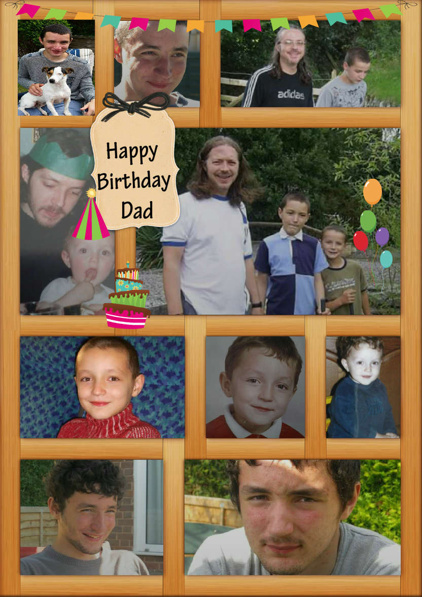 Wooden Collage Frame Card - card made with Crafty Bob's Card Creator