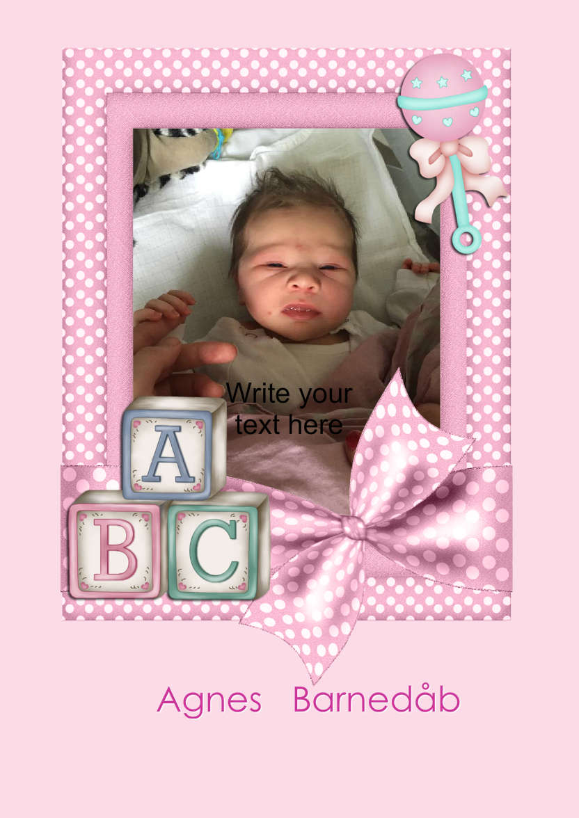 New Baby Girl Aperture Frame Card Front - card made with Crafty Bob's Card Creator