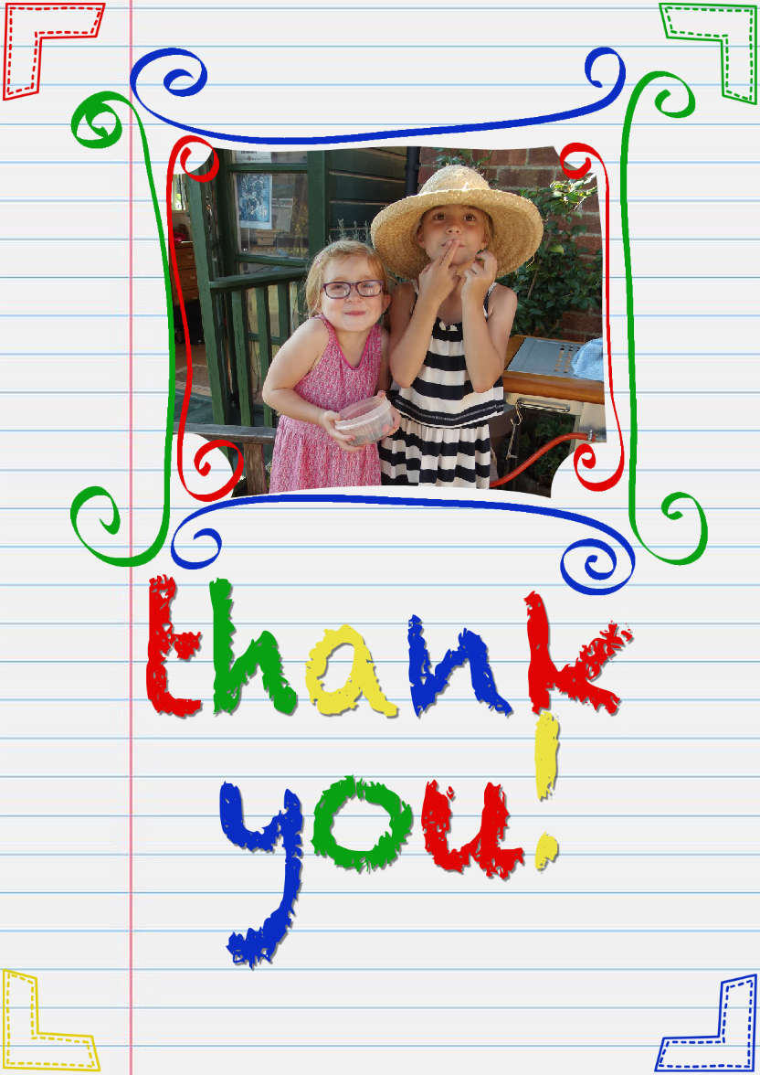 Notepaper Thank You Card - card made with Crafty Bob's Card Creator