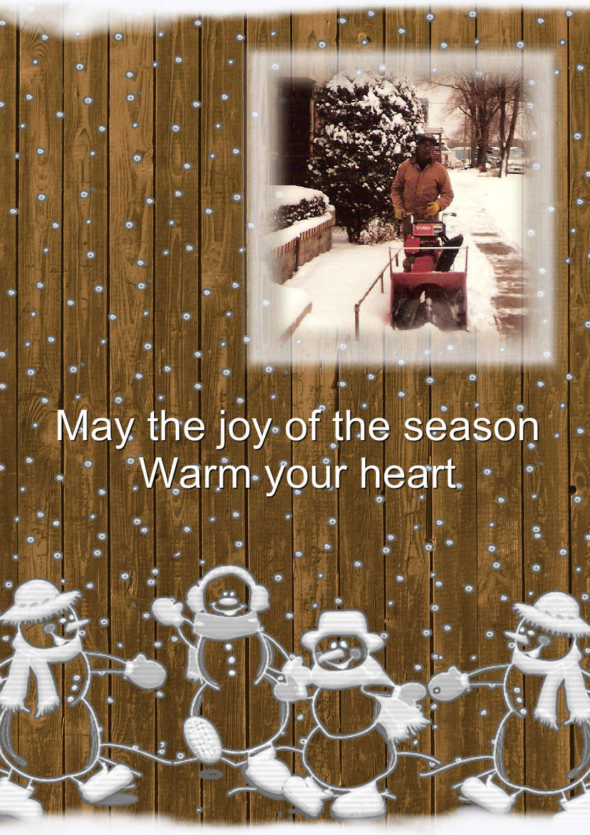 Wooden Snowman Aperture Card - card made with Crafty Bob's Card Creator