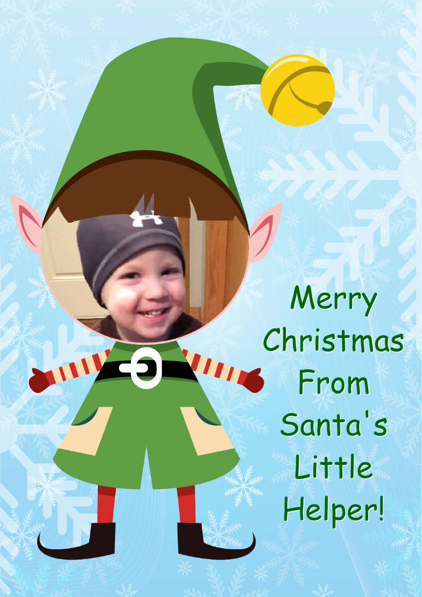 Elf Face Photo Card - card made with Crafty Bob's Card Creator
