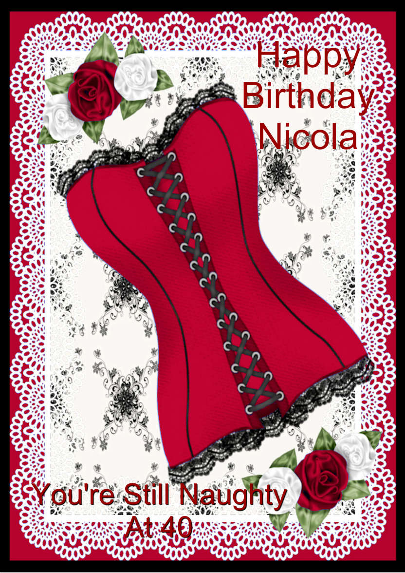 Red Hot Corset - card made with Crafty Bob's Card Creator