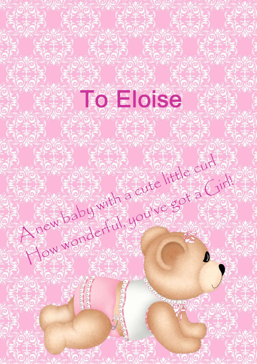 New Baby Girl - card made with Crafty Bob's Card Creator