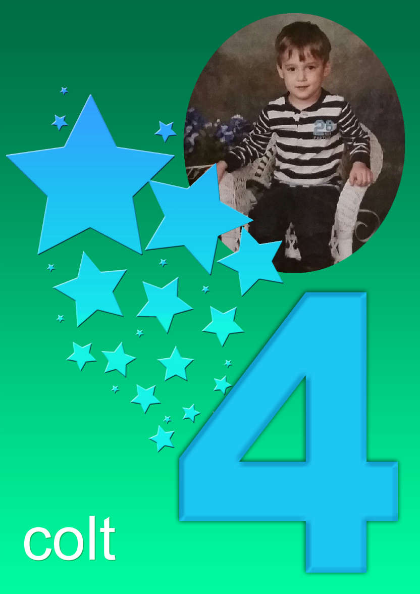 Stars Age 4 Boys Photo Card - card made with Crafty Bob's Card Creator