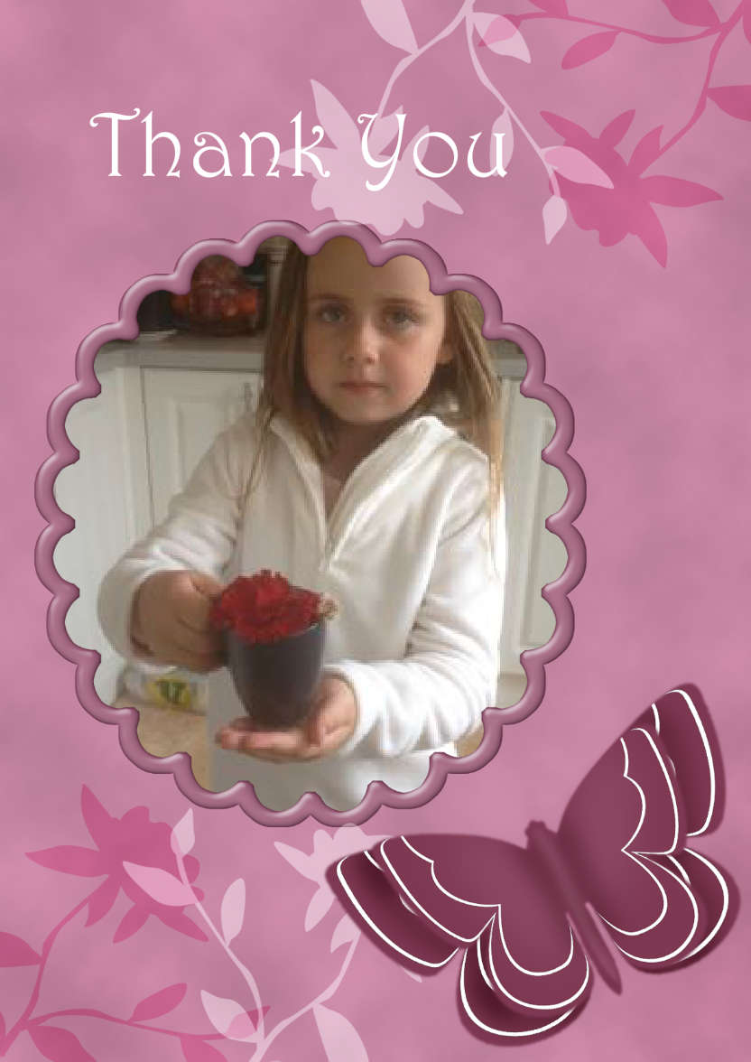 Thank You - Butterfly and Flowers - card made with Crafty Bob's Card Creator