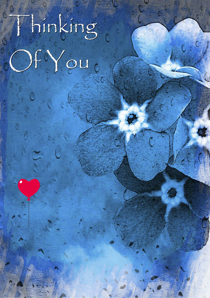 Blue Flowers in the Rain Thinking of You/sympathy Card - card made with Crafty Bob's Card Creator