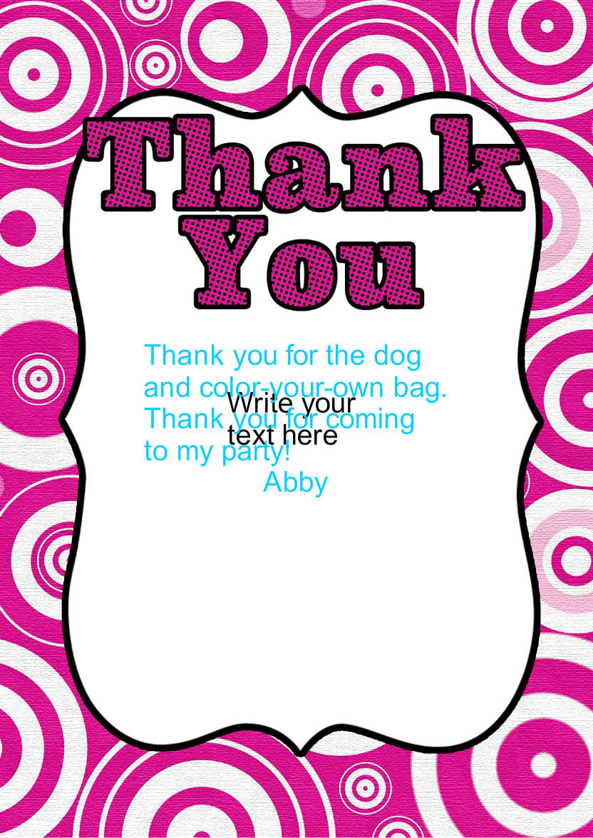 Retro Circles Thank You Card Front Pink - card made with Crafty Bob's Card Creator