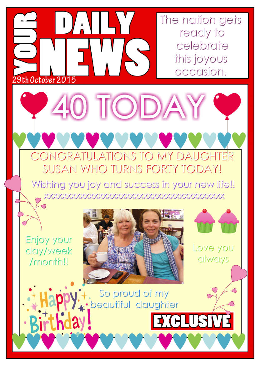 Your Daily News Spoof Newspaper Card Front - card made with Crafty Bob's Card Creator