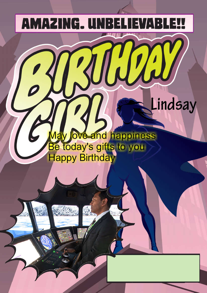 Birthday Girl Comic Style - card made with Crafty Bob's Card Creator