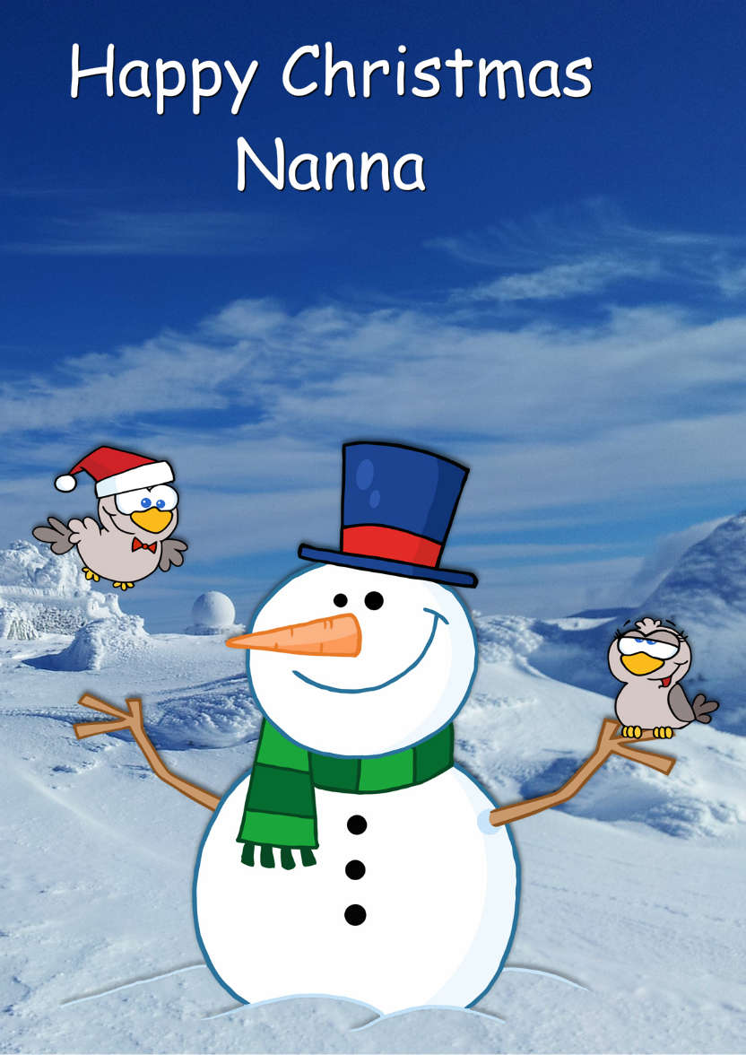 Snowman with Love Birds - card made with Crafty Bob's Card Creator