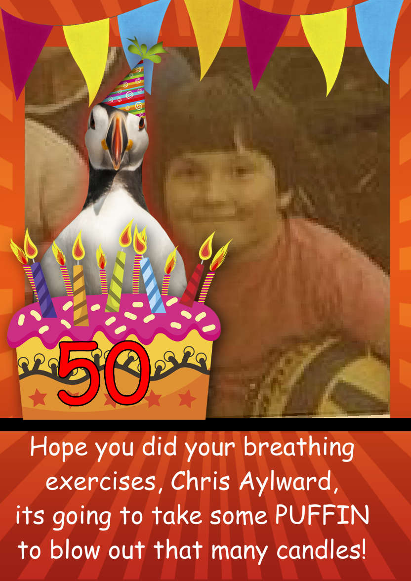 Humorous Fun Birthday Age Puffin Photo Card - card made with Crafty Bob's Card Creator