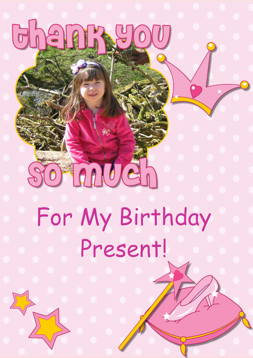 Thank You Princess Themed Aperture Card Front - card made with Crafty Bob's Card Creator