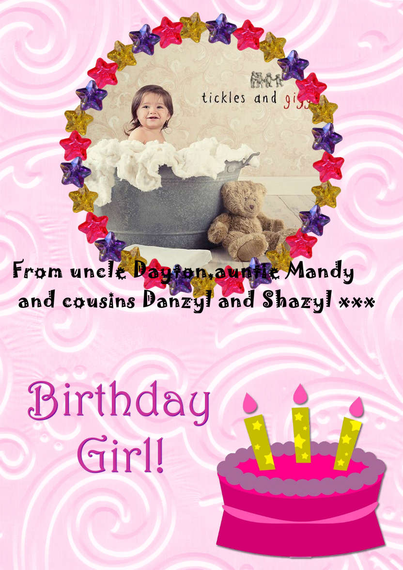 Star Frame Birthday Girl - card made with Crafty Bob's Card Creator
