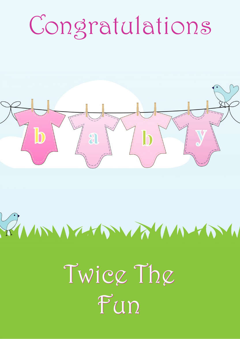 Washing Line New Baby Girl - card made with Crafty Bob's Card Creator