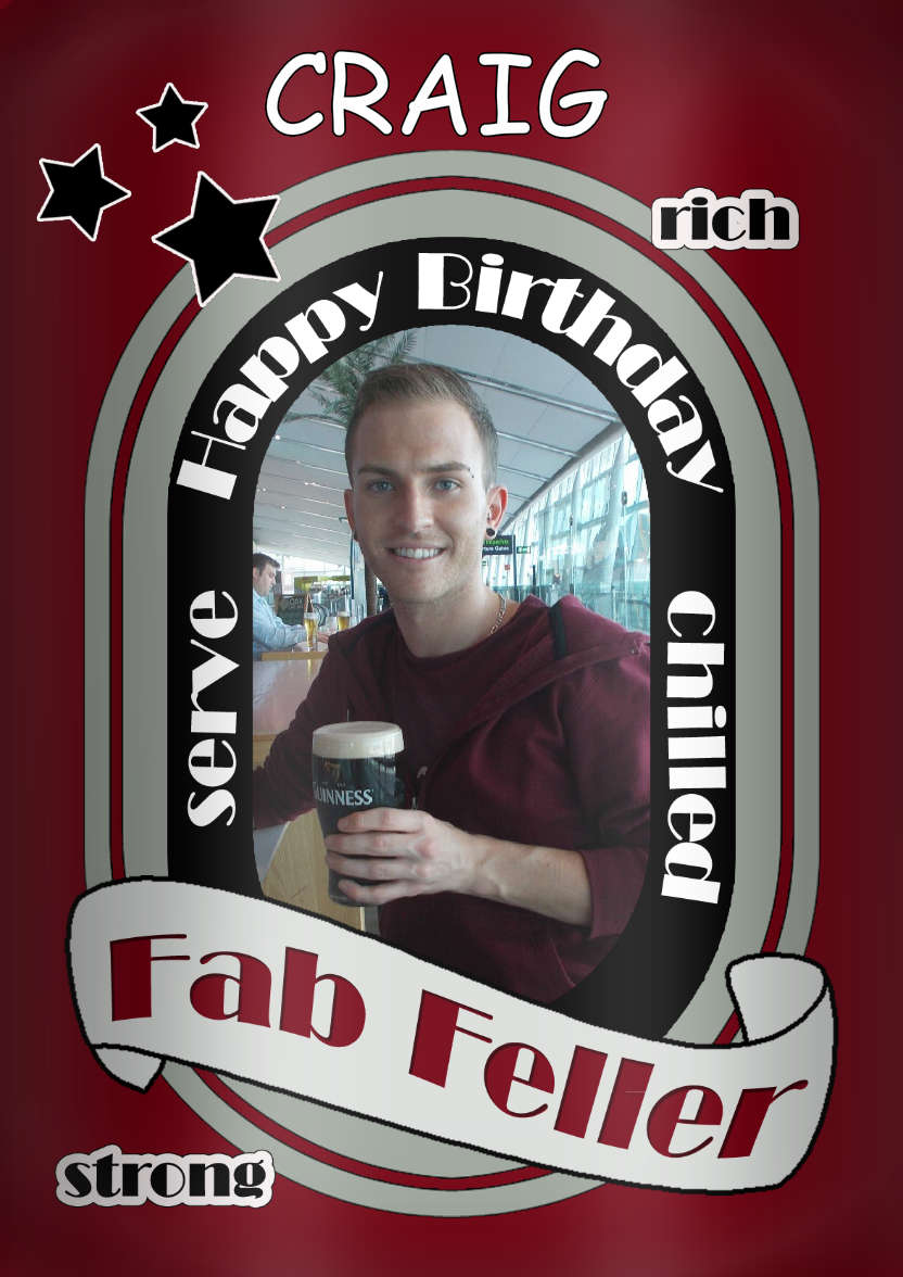 Fab Feller Beer Can Birthday Photo Upload Card - card made with Crafty Bob's Card Creator