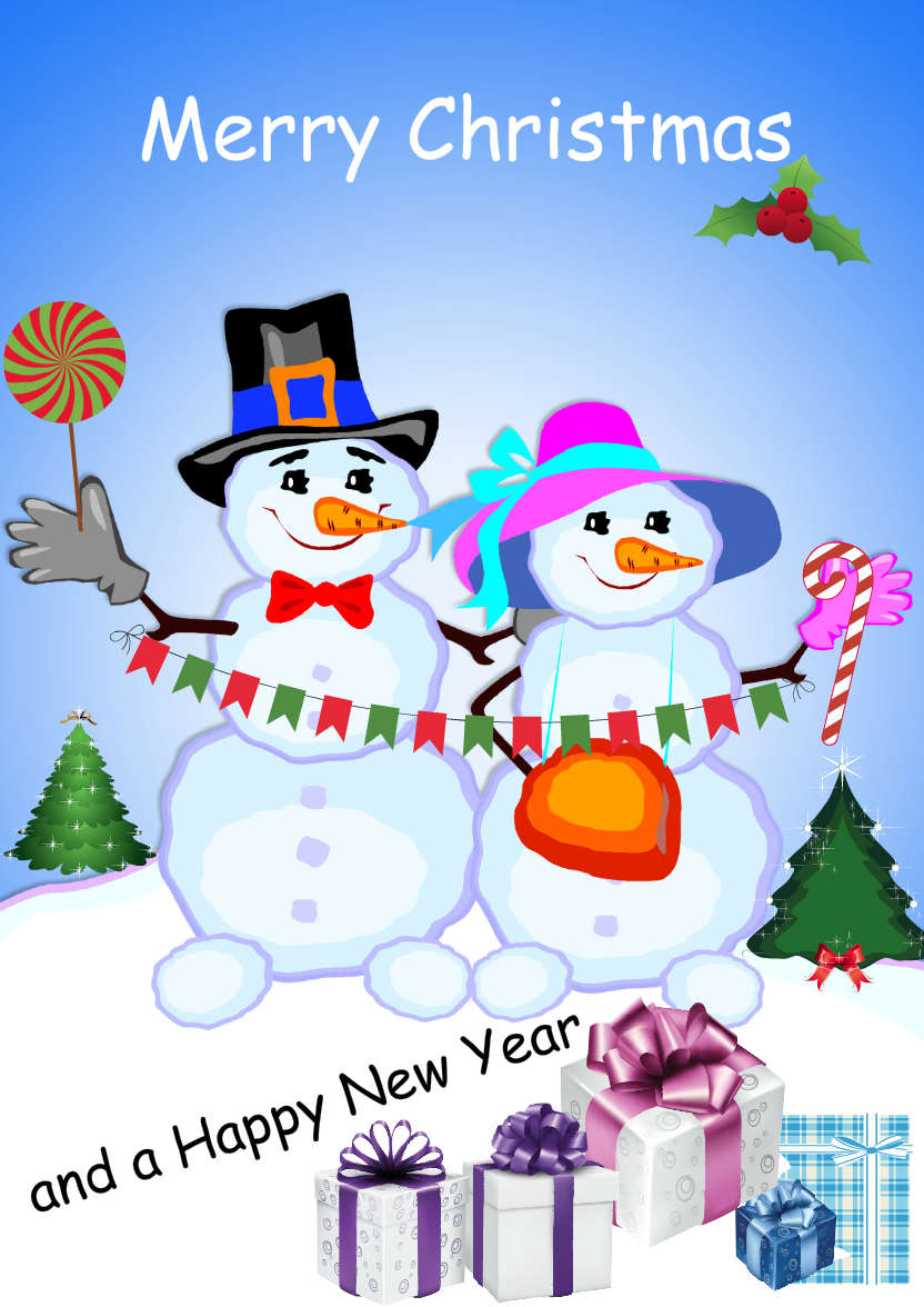 Happy Snow Couple - card made with Crafty Bob's Card Creator