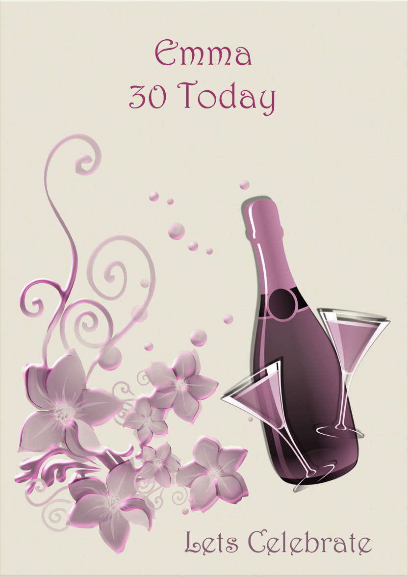 Champagne and Flowers - card made with Crafty Bob's Card Creator