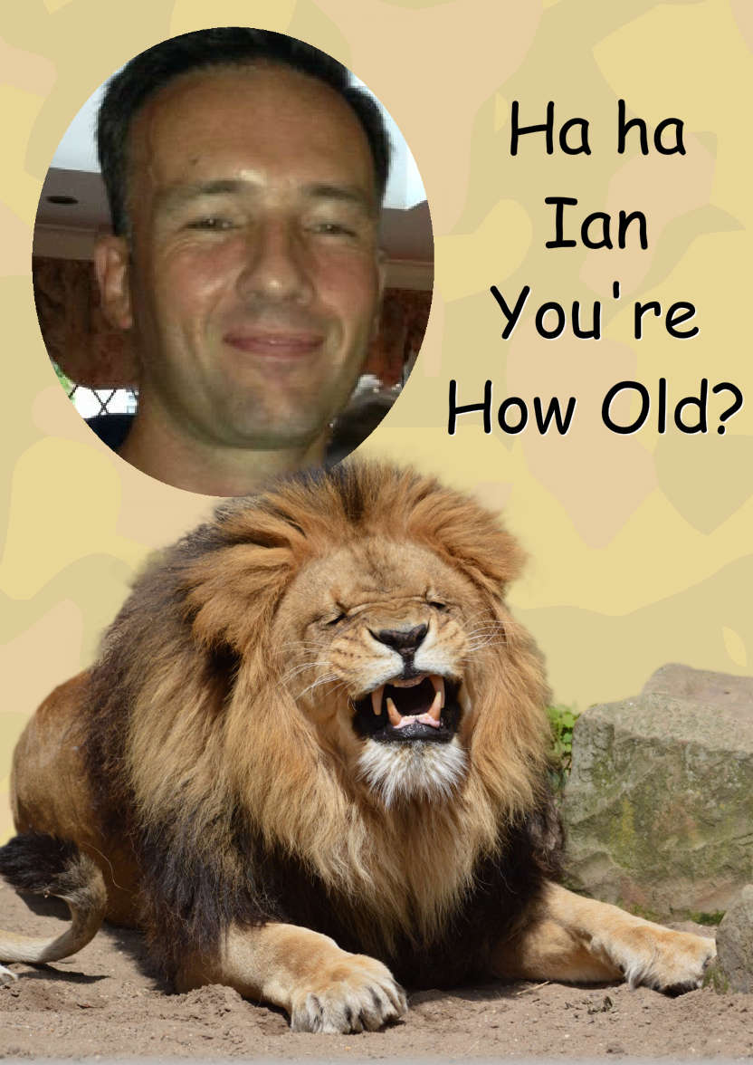 Laughing Lion Photo Card - card made with Crafty Bob's Card Creator