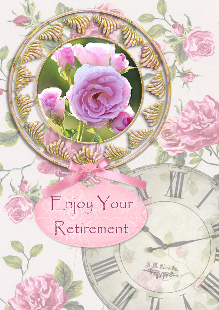 Shabby Chic Retirement/birthday Card - card made with Crafty Bob's Card Creator