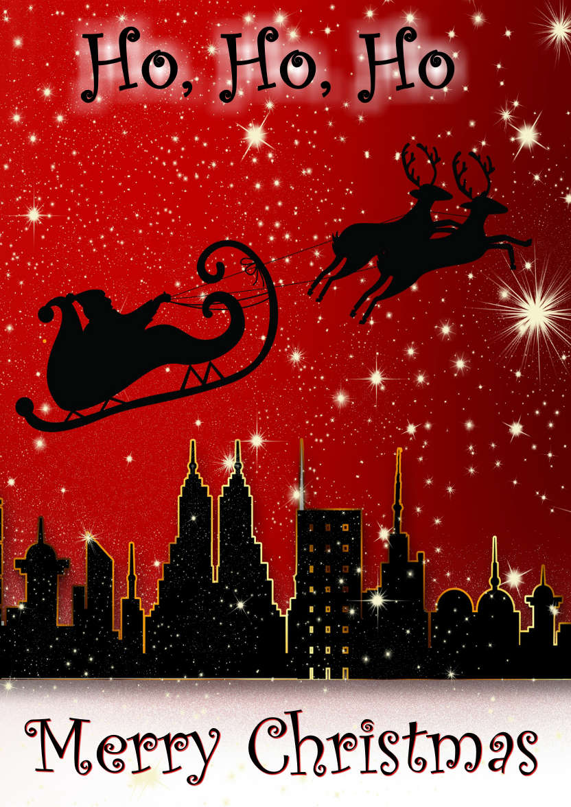 Christmas Silhouette City Scene - card made with Crafty Bob's Card Creator