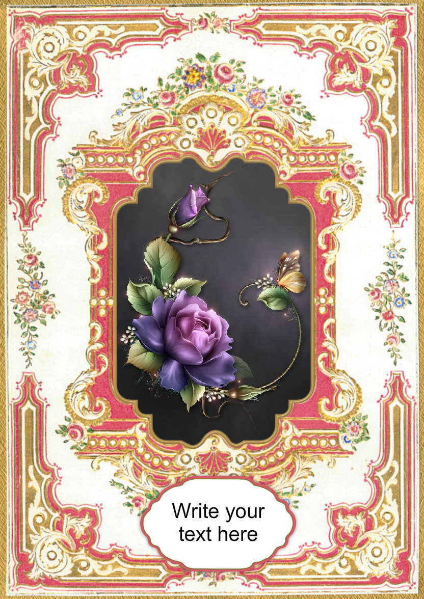 Pink & Gold Floral Frame - card made with Crafty Bob's Card Creator