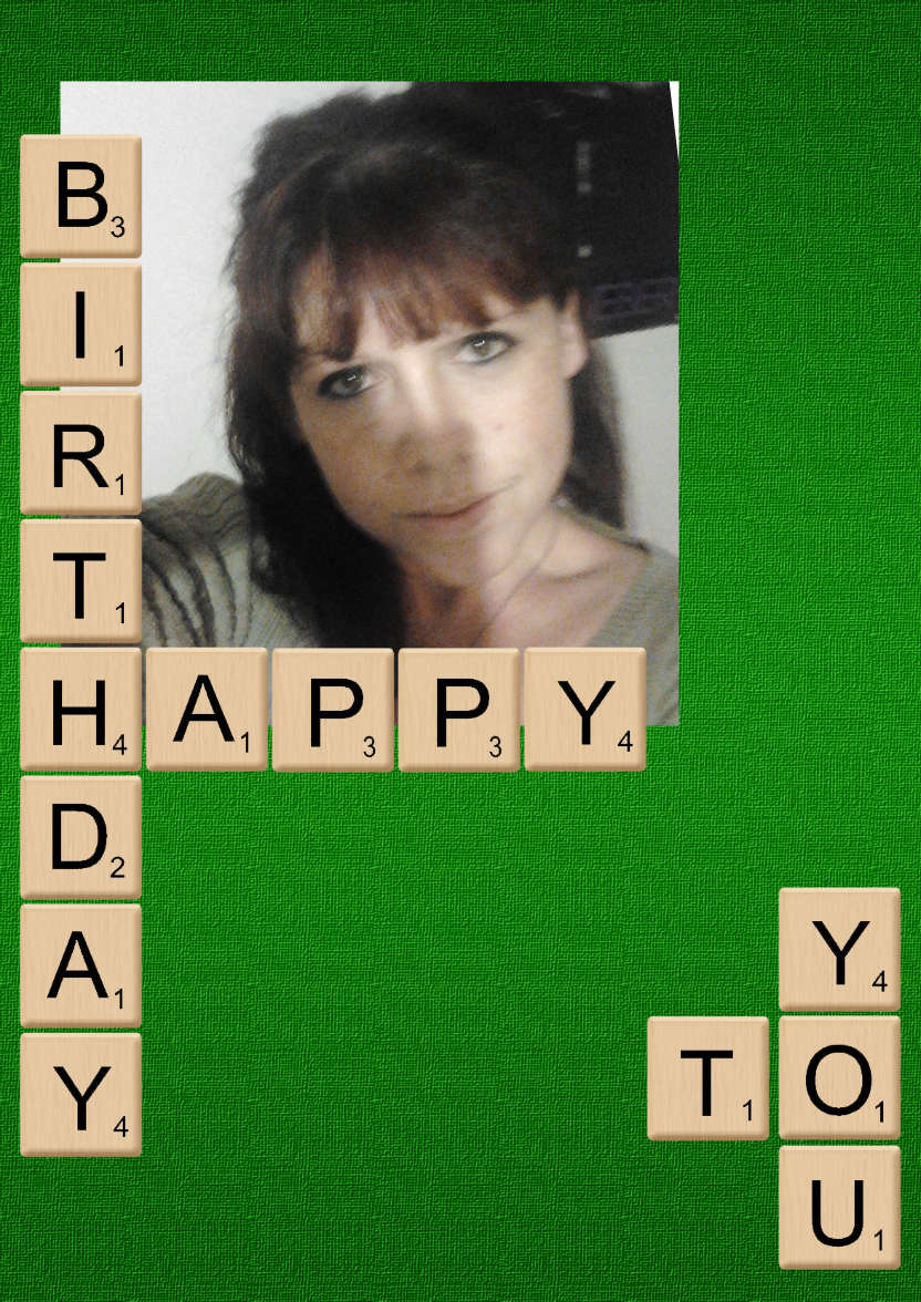 Scrabble Birthday Photo Card - card made with Crafty Bob's Card Creator