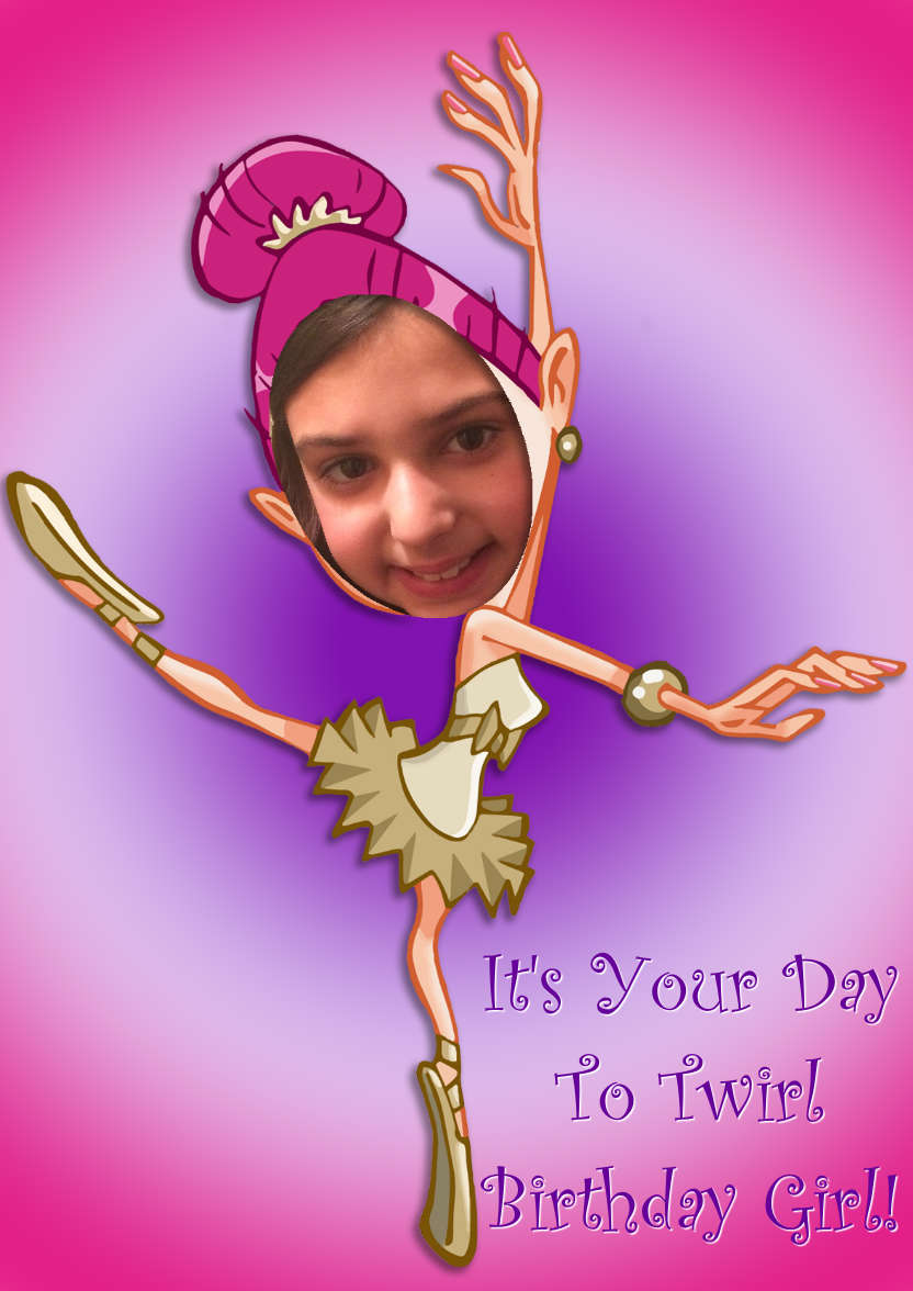 Birthday Ballerina Aperture Card - card made with Crafty Bob's Card Creator