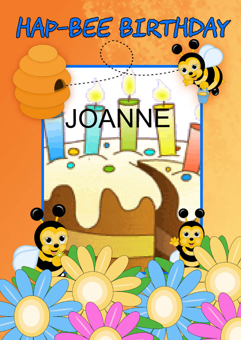 Bee Birthday Card Your Photo Here - card made with Crafty Bob's Card Creator
