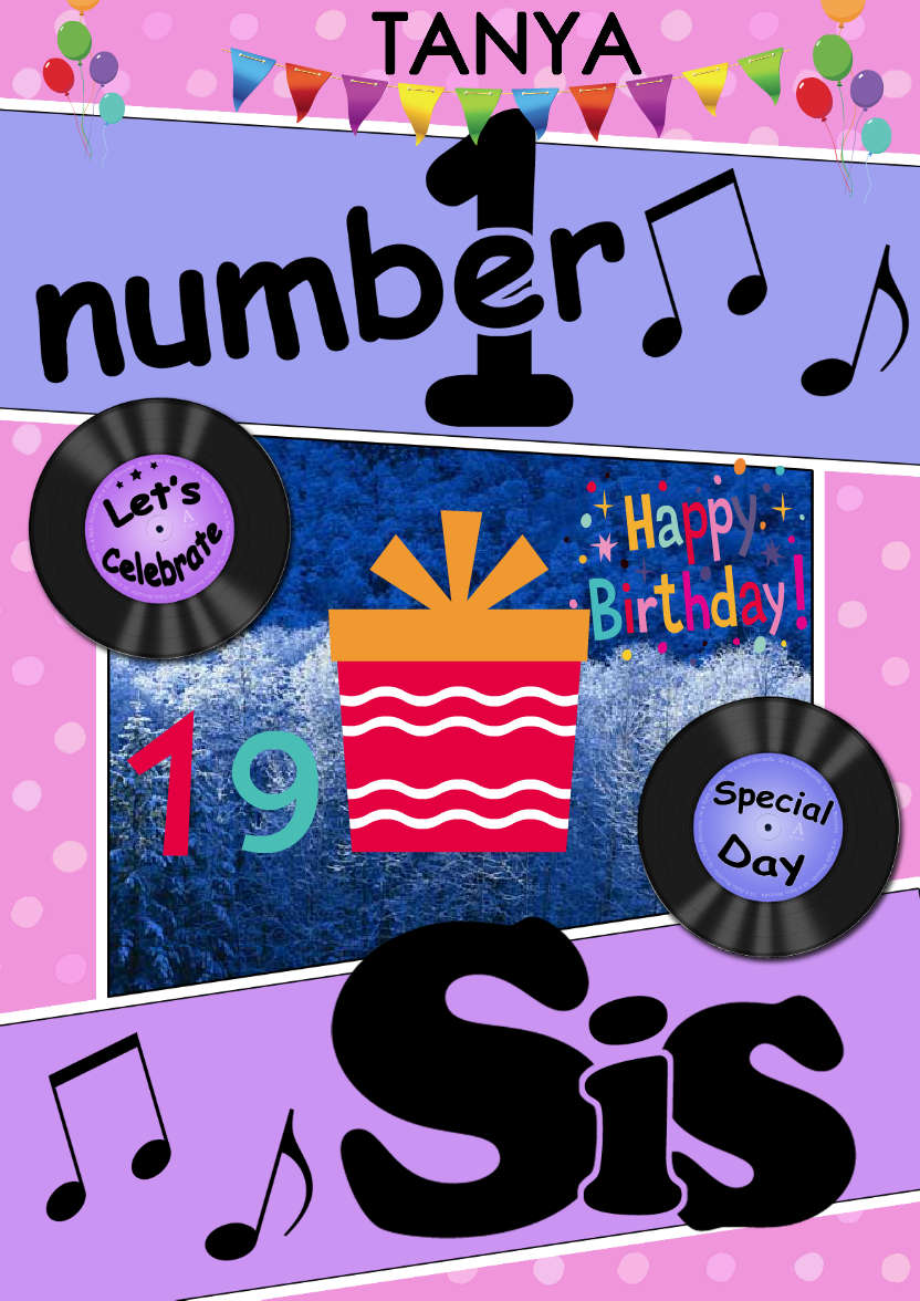 No 1 Sis Record Photo Upload Card - card made with Crafty Bob's Card Creator