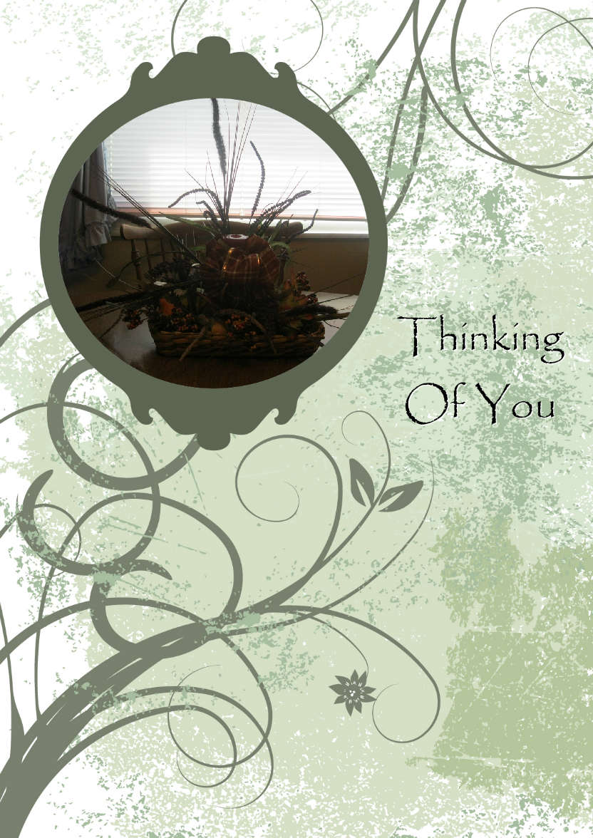 Green Floral Swirls Aperture Card Front - card made with Crafty Bob's Card Creator