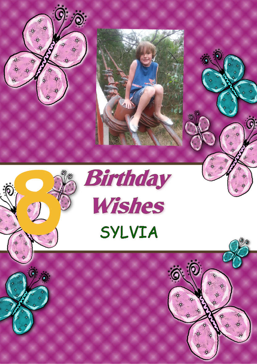 Beautiful Butterflies Birthday Card - card made with Crafty Bob's Card Creator