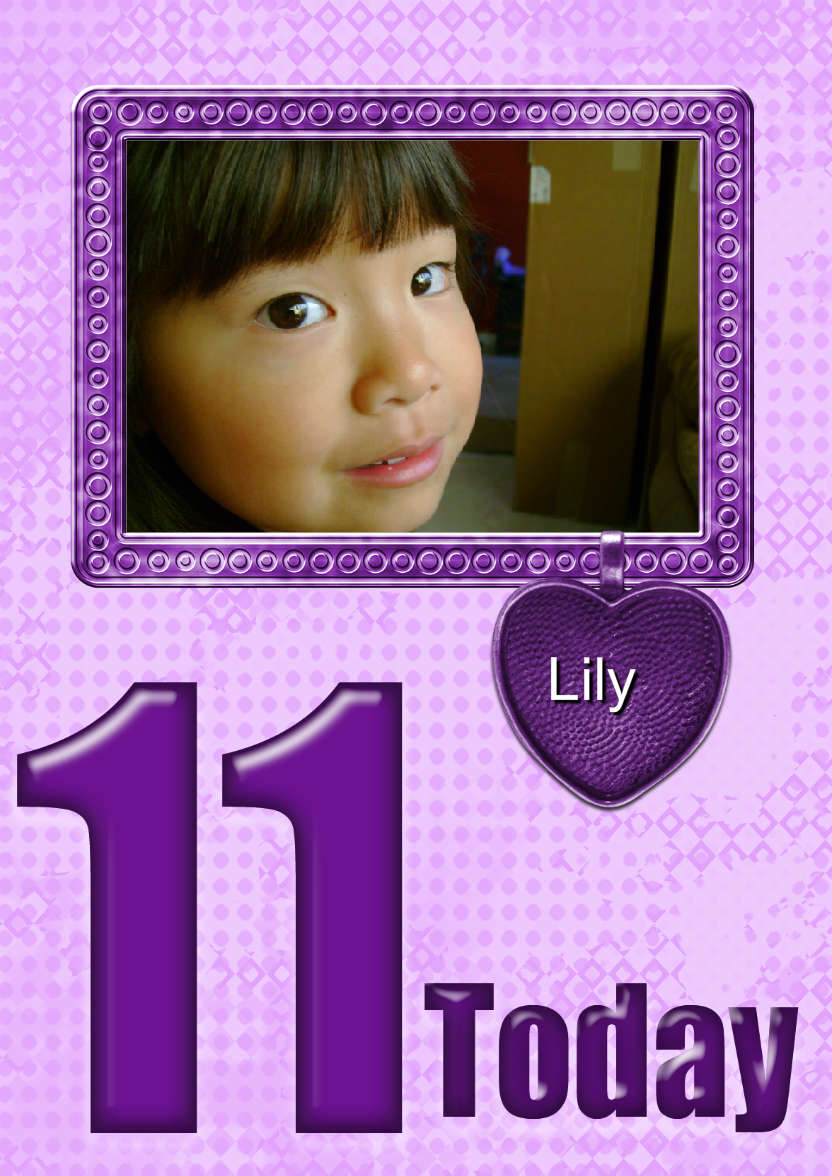 Age 11 Birthday Photo Card Girls - card made with Crafty Bob's Card Creator