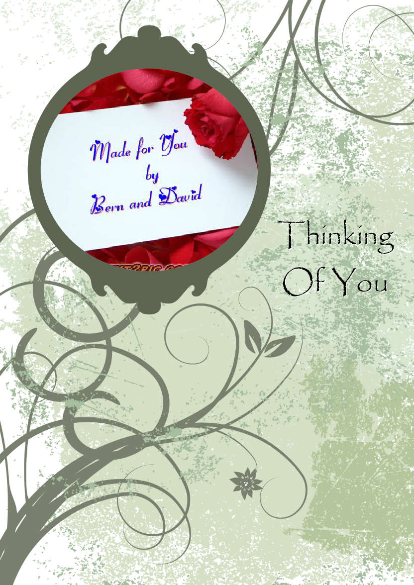 Green Floral Swirls Aperture Card Front - card made with Crafty Bob's Card Creator