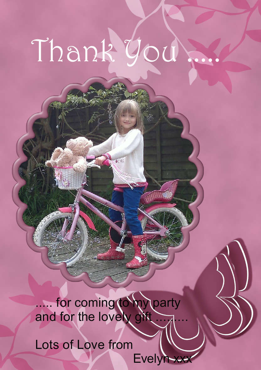 Thank You - Butterfly and Flowers - card made with Crafty Bob's Card Creator