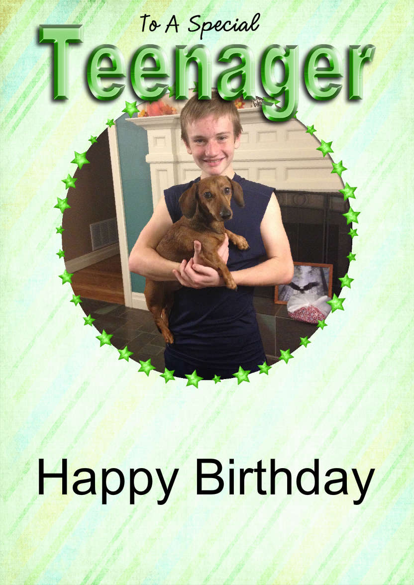 Special Teenager Card Boy - card made with Crafty Bob's Card Creator