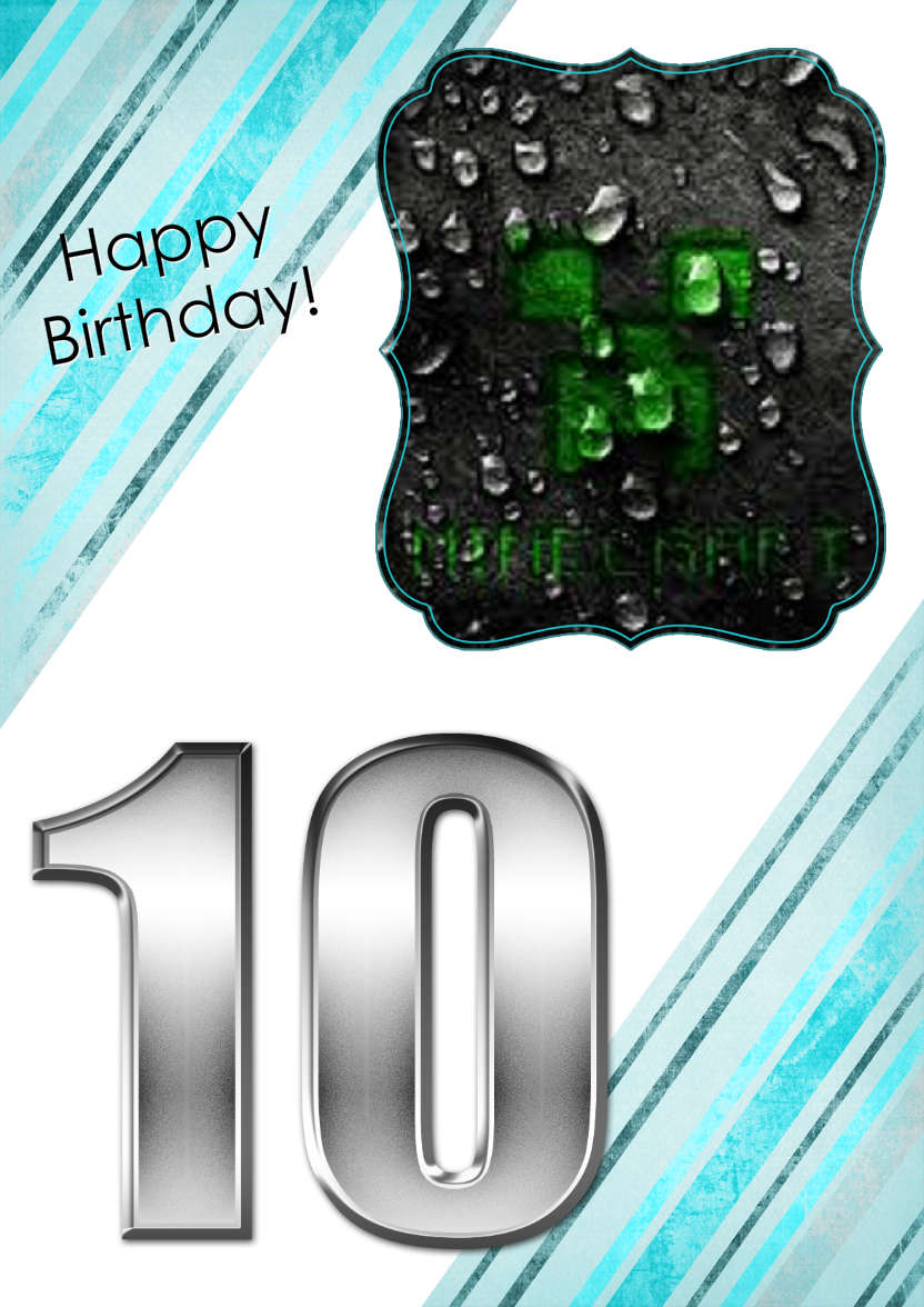 Grunge Stripes Age 10 Birthday Boy - card made with Crafty Bob's Card Creator