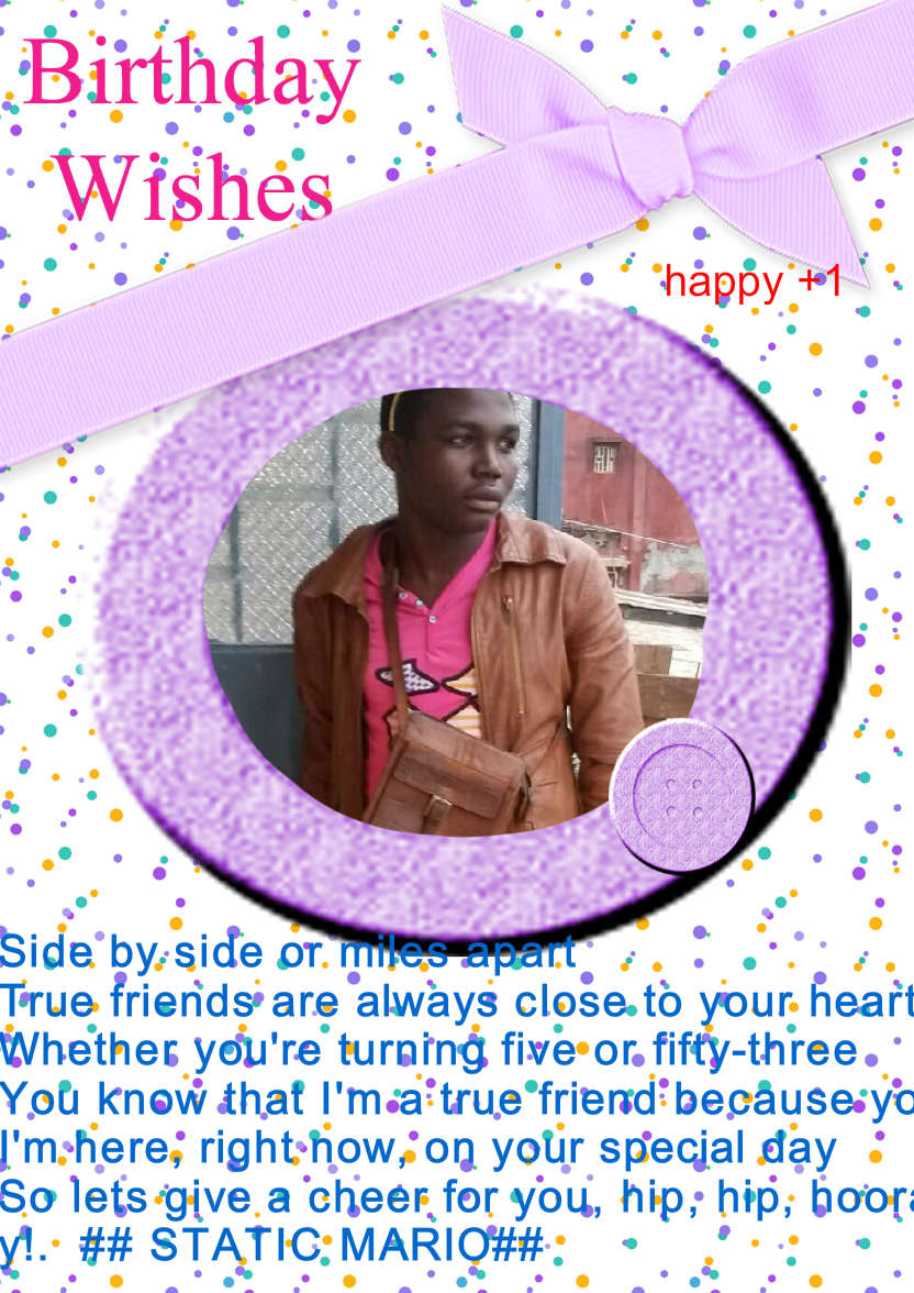 Pretty Birthday Wishes - card made with Crafty Bob's Card Creator