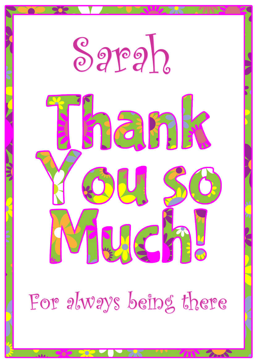 Thank You Floral Word Art Card Front - card made with Crafty Bob's Card Creator