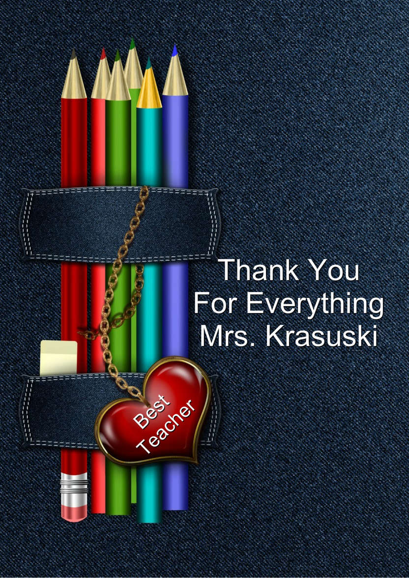 Jeans and Pencils Thank You Teacher Card - card made with Crafty Bob's Card Creator