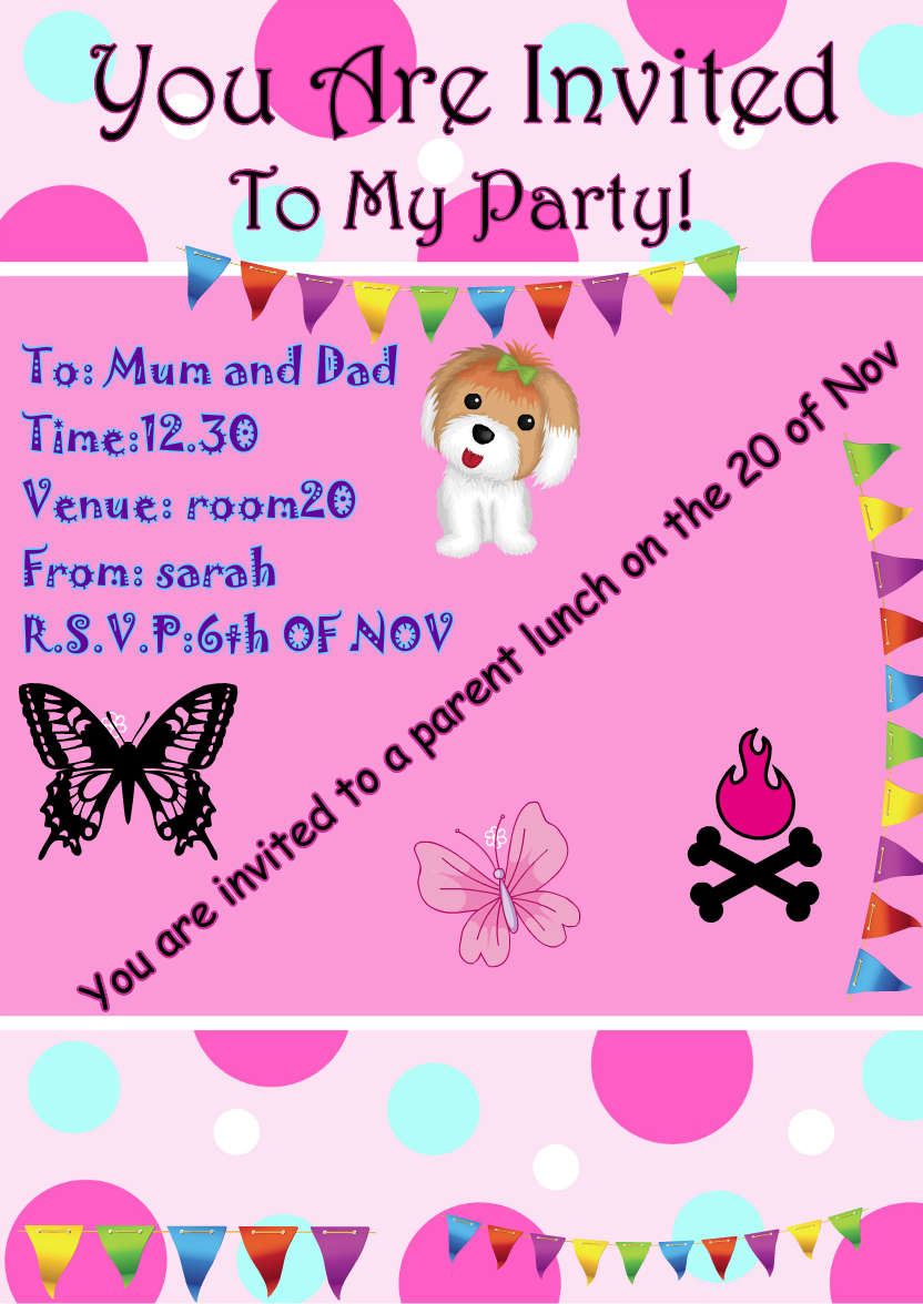 Bright and Funky Dots Invitation Pink - card made with Crafty Bob's Card Creator