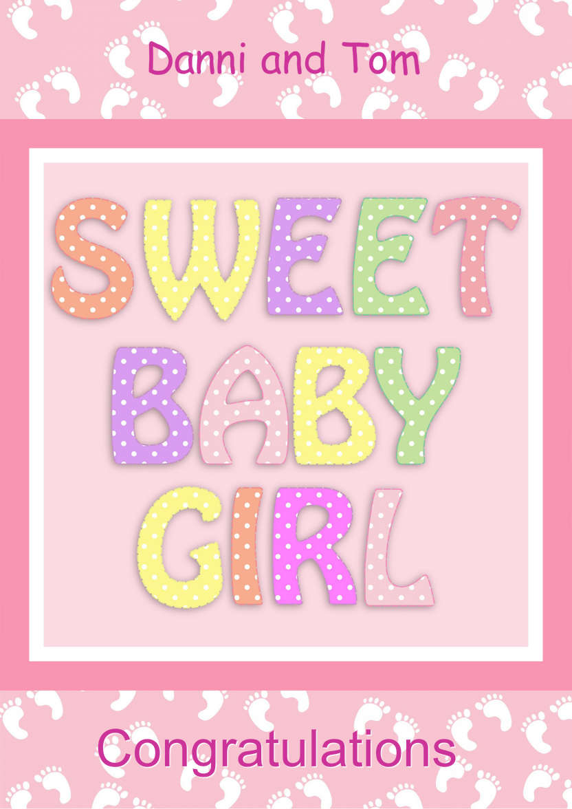 Sweet Baby Girl - card made with Crafty Bob's Card Creator