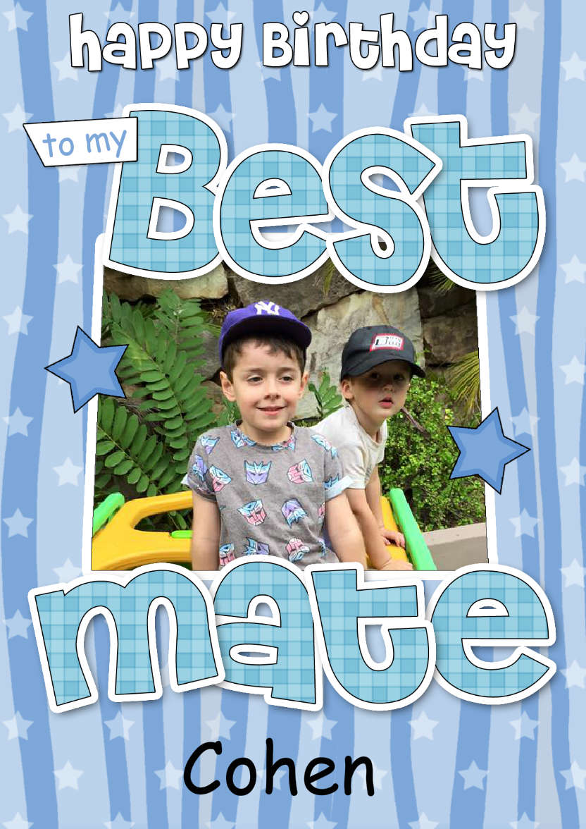Birthday Best Mate Photo Upload Card - card made with Crafty Bob's Card Creator