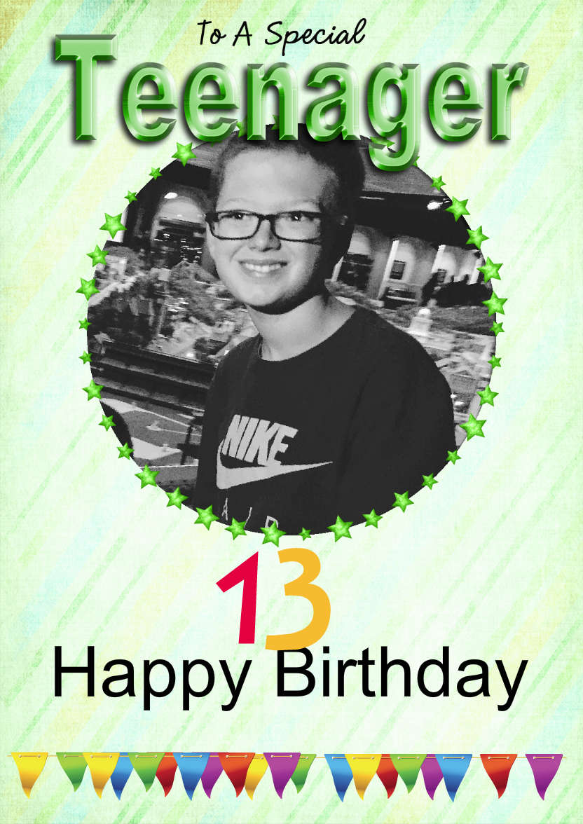 Special Teenager Card Boy - card made with Crafty Bob's Card Creator