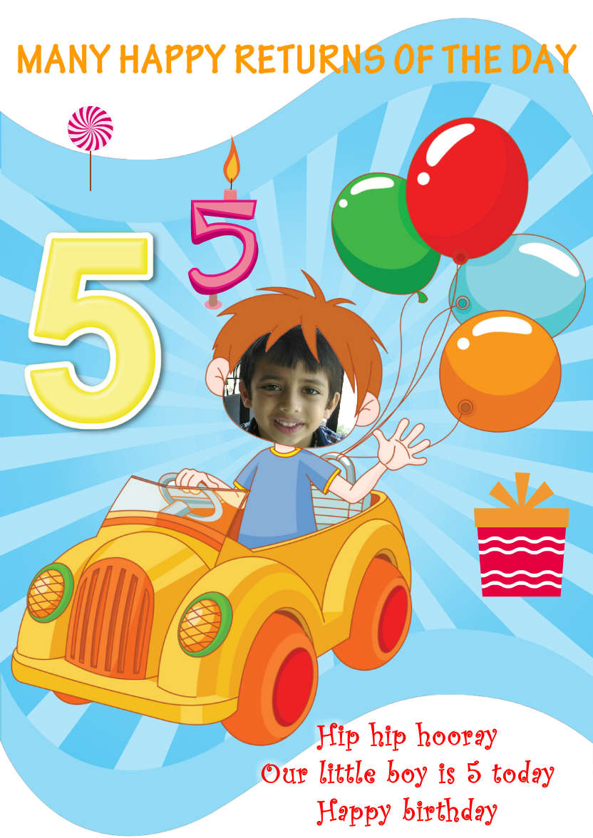 Happy 5th Birthday - card made with Crafty Bob's Card Creator