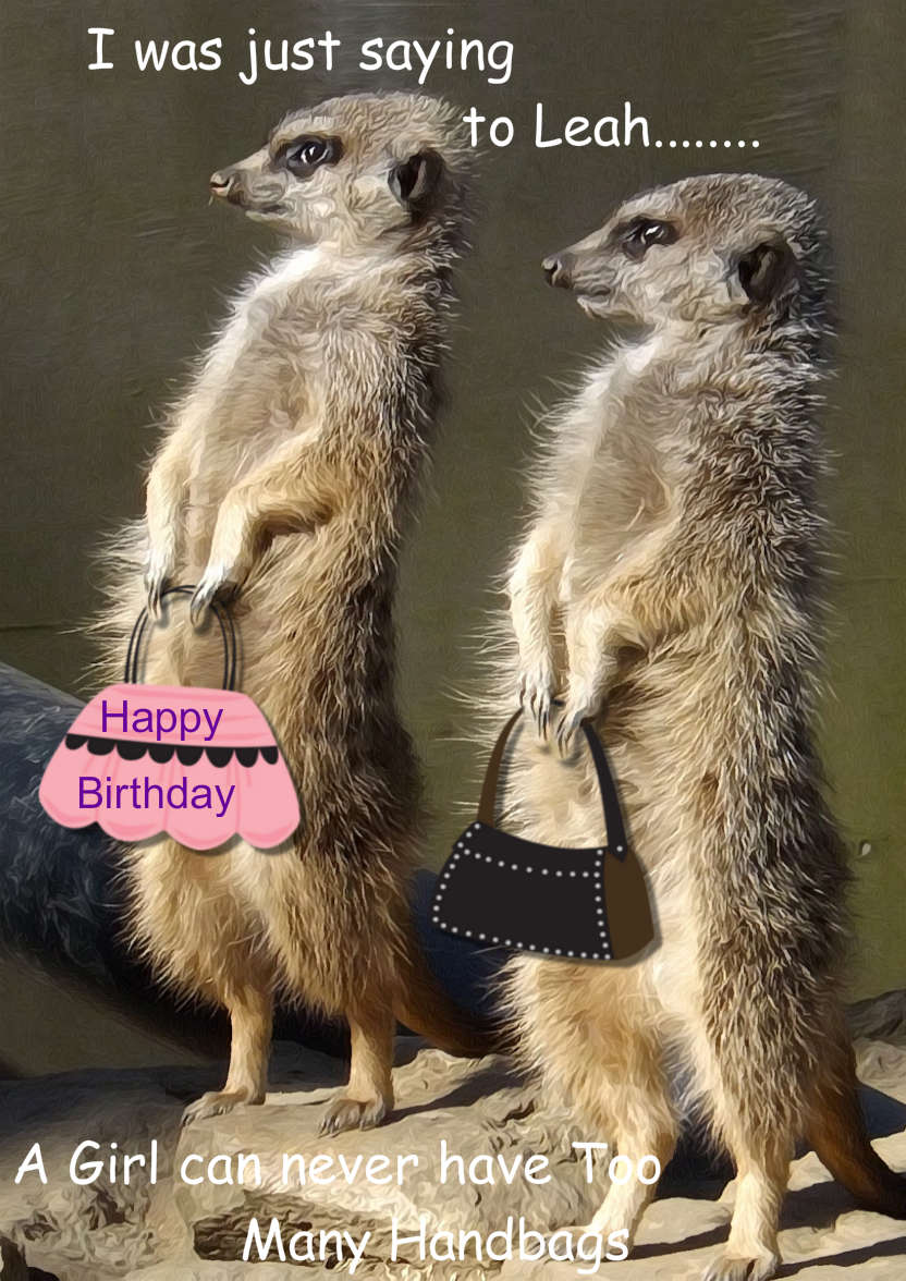 Meerkats with Handbags - card made with Crafty Bob's Card Creator