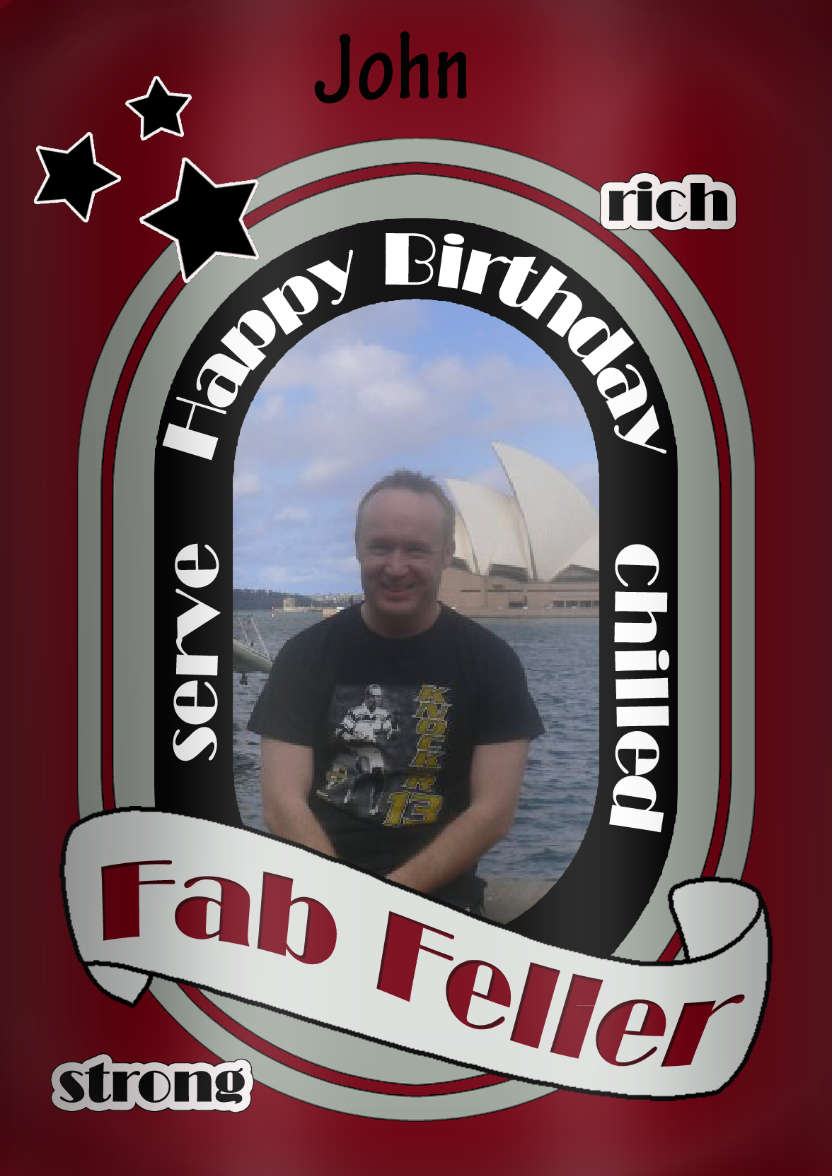 Fab Feller Beer Can Birthday Photo Upload Card - card made with Crafty Bob's Card Creator